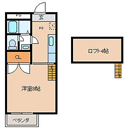 ロフトくまもと坂 1SKの間取図画像