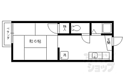 京福電気鉄道北野線 北野白梅町駅 徒歩23分の賃貸アパート 2階1Kの間取り