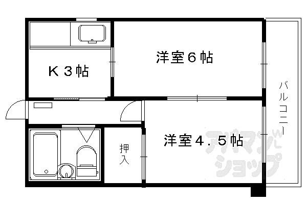 京都府京都市中京区西ノ京内畑町(賃貸マンション2K・4階・32.00㎡)の写真 その2