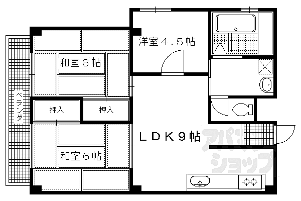 京都府京都市左京区北白川山田町(賃貸マンション3LDK・3階・55.08㎡)の写真 その2