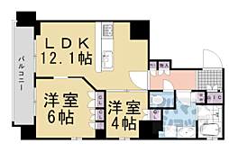 ジ・アーバネックス京都三条通り 9階2LDKの間取り