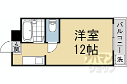 京福電気鉄道北野線 等持院・立命館大学衣笠キャンパス前駅 徒歩14分の賃貸アパート 1階ワンルームの間取り