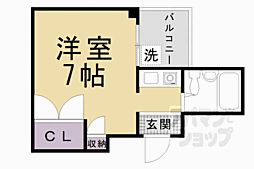 エクセレントビル夷川 1階ワンルームの間取り