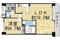 京都地下鉄東西線 西大路御池駅 徒歩3分の賃貸マンション 2階1LDKの間取り