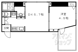 JR東海道・山陽本線 京都駅 徒歩5分の賃貸マンション 8階1DKの間取り