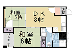 森マンション 3階2DKの間取り