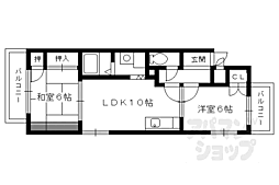 JR東海道・山陽本線 向日町駅 徒歩8分の賃貸マンション 4階2LDKの間取り