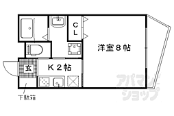 叡山電鉄叡山本線 茶山・京都芸術大学駅 徒歩1分の賃貸マンション 2階1Kの間取り