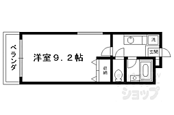 京都市営烏丸線 北大路駅 徒歩18分の賃貸マンション 3階1Kの間取り