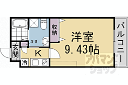 JR山陰本線 二条駅 徒歩7分の賃貸アパート 1階1Kの間取り