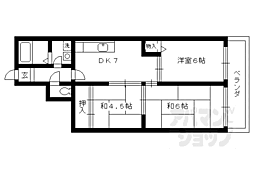 JR東海道・山陽本線 向日町駅 徒歩10分の賃貸マンション 7階3DKの間取り