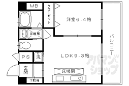 ドミール東山 4階1LDKの間取り