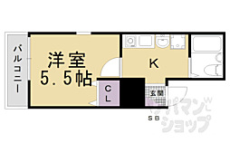 クラシカル志音 4階1Kの間取り