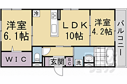 阪急京都本線 西京極駅 徒歩14分の賃貸アパート 2階2LDKの間取り