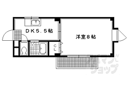 叡山電鉄叡山本線 茶山・京都芸術大学駅 徒歩3分の賃貸マンション 2階1Kの間取り