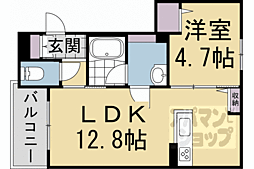 JR山陰本線 円町駅 徒歩5分の賃貸マンション 2階1LDKの間取り