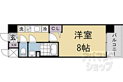 京都市営烏丸線 十条駅 徒歩4分の賃貸マンション 7階1Kの間取り