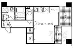 ベルヴィ富小路 2階ワンルームの間取り