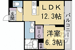京都市営烏丸線 丸太町駅 徒歩12分の賃貸アパート 3階1LDKの間取り