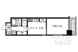 エスリード四条河原町 7階1DKの間取り