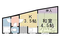 コーポ白川 1階1Kの間取り