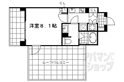 京都市営烏丸線 今出川駅 徒歩5分の賃貸マンション 3階1Kの間取り