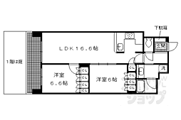 リーガル京都聖護院 2階2LDKの間取り