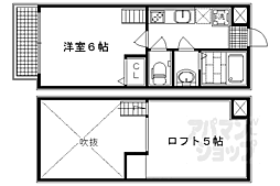京都市営烏丸線 今出川駅 徒歩19分の賃貸マンション 2階1Kの間取り