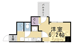 阪急京都本線 大宮駅 徒歩6分の賃貸マンション 11階1Kの間取り