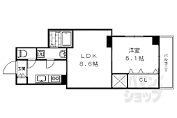 JR山陰本線 円町駅 徒歩5分の賃貸マンション 1階1LDKの間取り
