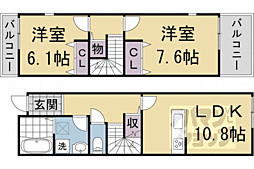 リージェント銀閣寺 2LDKの間取図画像