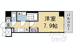 プレサンス京都北野白梅町 1Kの間取図画像