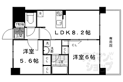 エステムプラザ京都河原町通 2LDKの間取図画像