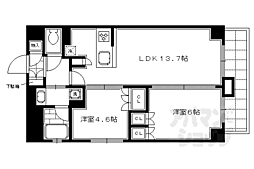 リヴァーク四条烏丸 2LDKの間取図画像