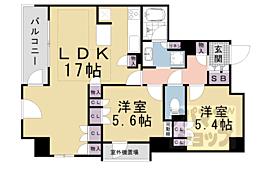 イーグルコート烏丸御池LE・CIEL 2LDKの間取図画像