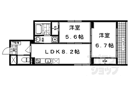 エスポワール麩屋町 2LDKの間取図画像