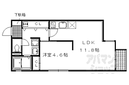 珠光ビル御幸町 1LDKの間取図画像