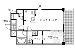 グランデュア京東一条 1LDKの間取図画像