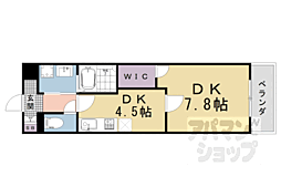 リヴェール綾堀川 1DKの間取図画像