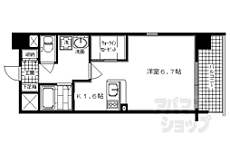 アスヴェル京都烏丸五条 1Kの間取図画像