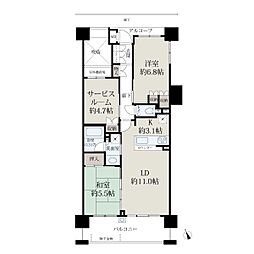 アルス京都六地蔵リスタシア 2SLDKの間取図画像
