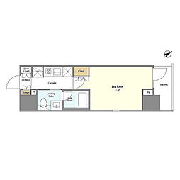 ジオエント門前仲町 6階1Kの間取り