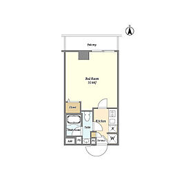 アルファコート下赤塚 3階1Kの間取り