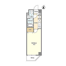 アルファコート青砥4 2階1Kの間取り