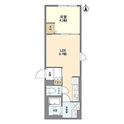 ウェルスクエア笹塚II 1階1LDKの間取り