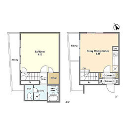 ＬＥＧＡＬＡＮＤ大井町ｗｅｓｔ 1階1LDKの間取り