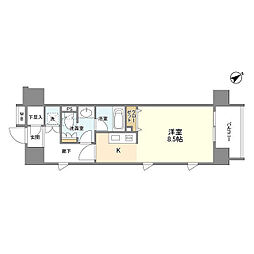 クリオ五反田 0706 7階ワンルームの間取り