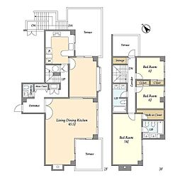 松濤リージェンシー 203 2階3LDKの間取り