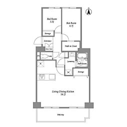 コンフォリア竹ノ塚ウエスト 7階2LDKの間取り