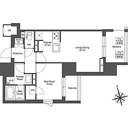LIBR GRANT 西新宿WEST 5階1LDKの間取り